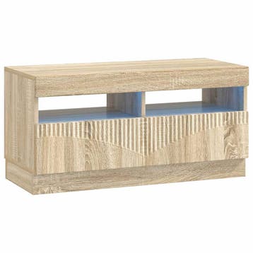 vidaXL LED tv-meubel Sonoma Eiken Bewerkt hout, Minder dan 50 cm, Verzenden, Nieuw, Minder dan 100 cm
