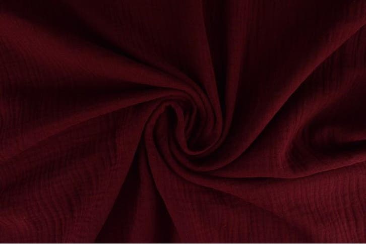 10 meter mousseline stof - Bordeaux rood - Double gauze, Hobby en Vrije tijd, Stoffen en Lappen, 120 cm of meer, 200 cm of meer