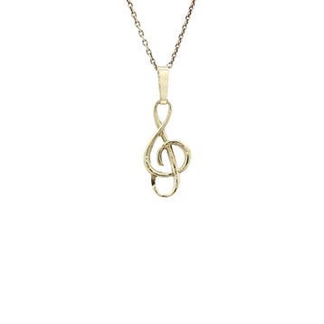Gouden hanger muzieknoot 14 karaat, Verzenden, Zo goed als nieuw, Goud