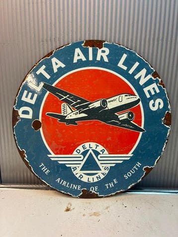 Delta Air Lines – Klassiek Vliegtuig – Rond emaille