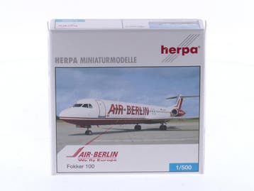 Schaal 1:500 Herpa 509350 Fokker 100 Air Berlin Reg. D-AG..., Hobby en Vrije tijd, Modelbouw | Vliegtuigen en Helikopters, Ophalen of Verzenden