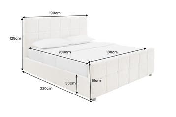 Bed PRESTIGE 180x200cm crèmekleurig bouclé met opbergruimte, Ophalen of Verzenden, Nieuw