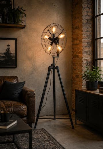 Staande Driepoot Lamp Industrieel Zwart  - Scaldare Umbra, Ophalen of Verzenden, Nieuw, Overige materialen