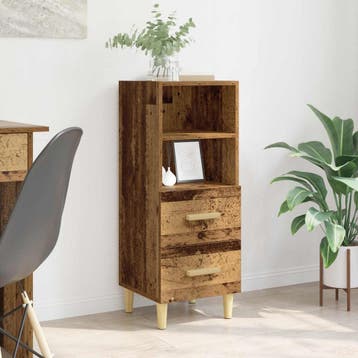 vidaXL Dressoir met lade Oud hout 34 x 34.5 x 90 cm Bewerkt, Verzenden, Nieuw, Overige houtsoorten, Minder dan 50 cm
