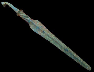 Oud-Grieks, Hellenistisch Bronzen speerpunt, gedraaid,