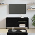vidaXL TV-kast met lade Zwart Eiken 100 x 36 x 49,5 cm, Minder dan 50 cm, Verzenden, Nieuw, Minder dan 100 cm