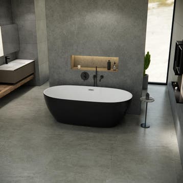 Vrijstaand bad Silvan 170x81x58cm bi-color mat zwart/ wit, Verzenden, Nieuw
