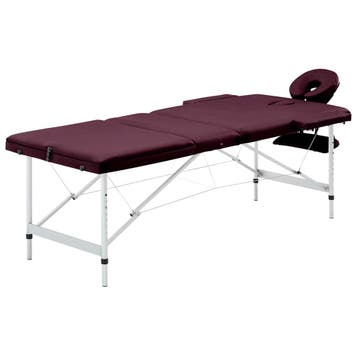 vidaXL Massagetafel inklapbaar 3 zones aluminum wijnpaars, Sport en Fitness, Massageproducten, Verzenden, Nieuw