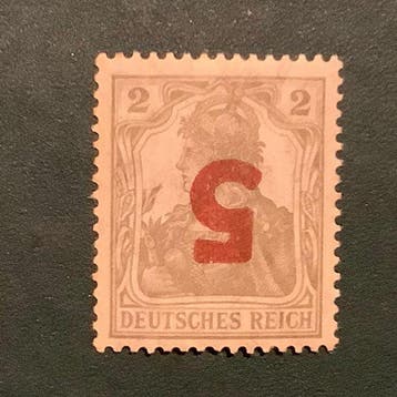 Polen 1919 - Germania zegel met kopstzande opdruk 5 en, Gestempeld