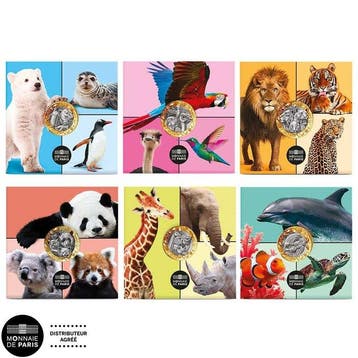 Frankrijk. 5 Euro 2025 Les Animaux du Monde (6 monnaies)