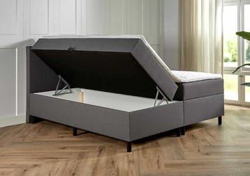 Boxspring met opbergruimte Bologna 140 200 Antraciet, Huis en Inrichting, Slaapkamer | Boxsprings, Verzenden, Nieuw, 140 cm, Twijfelaar