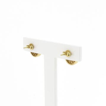 Gouden oorbellen met robijn en diamant; 0,39 ct., Sieraden, Tassen en Uiterlijk, Oorbellen, Gebruikt, Ophalen of Verzenden, Met edelsteen