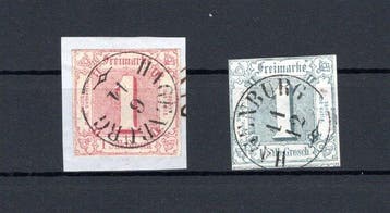 Thurn und Taxis 1860 - 1860, 1 Sgr. en 1863, 1 Sgr., beide, Gestempeld