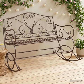 vidaXL Tuinbank Antiek Bruin Staal, Tuin en Terras, Verzenden, Nieuw, Metaal