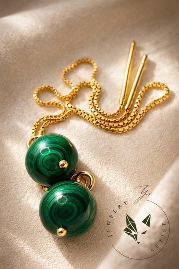 Designer sieraad - Malachiet - Zilver 925 - Certificaat -
