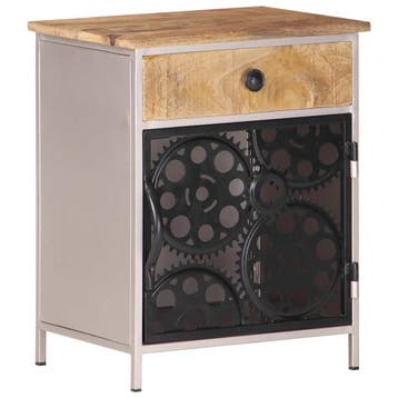 vidaXL Nachtkastje 40x30x50 cm ruw mangohout, Minder dan 45 cm, Verzenden, Nieuw, Minder dan 55 cm