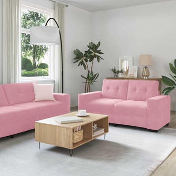 vidaXL 2-delige bankset met kussens roze fluweel, Huis en Inrichting, Verzenden, Nieuw, Stof, 200 tot 250 cm