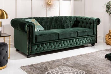 Chesterfield 3-zitsbank 205cm flesgroen fluweel met, Ophalen of Verzenden, Nieuw