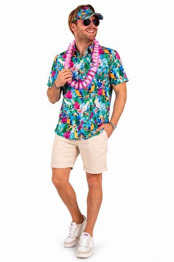 Hawaii Blouse Heren met Gratis Zonneklep | Toppers Blouse, Verzenden, Nieuw