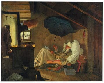 Kunstdruk Carl Spitzweg - Der arme Poet 60x48cm, Verzenden, Nieuw