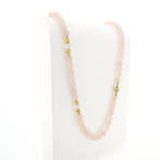 Rozenkwarts kralenketting met gouden sierslot, Gebruikt, Overige kleuren, Ophalen of Verzenden, Met edelsteen