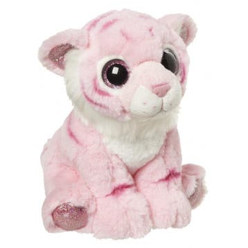 Nature Planet tijger knuffel - roze/wit - pluche - 18 cm, Verzenden, Nieuw