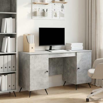 vidaXL Bureau Betongrijs 142,5 x 50 x 75 cm Bewerkt hout, Huis en Inrichting, Verzenden, Nieuw