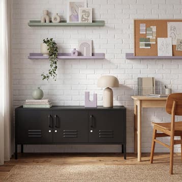 Dressoir, magneetsluiting, verstelbare planken - zwart, Huis en Inrichting, Verzenden, Nieuw