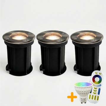 3-Stuks| LED Grondspot GU10 rond | Complete set | RGBCCT, Ophalen of Verzenden, Nieuw, 50 tot 250 watt, Spots