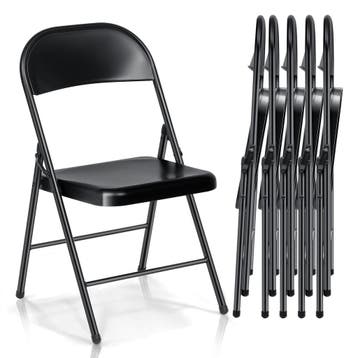 Klapstoelen - Vouwstoelen - Set van 6 - Eettafelstoelen - Zw, Verzenden, Zo goed als nieuw