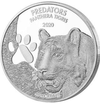 Congo Predators Panthera Tigris 1 oz 2020 (15.000 oplage), Verzenden, Overige landen, Losse munt, Zilver