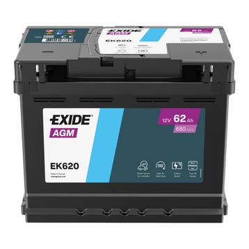 Exide AGM accu | EK620 | 12V 62Ah, Auto-onderdelen, Ophalen of Verzenden, Nieuw