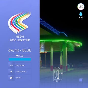 Neon LED Strip - Brinton Neo - 100 Meter - Lichtkleur Blauw, Ophalen of Verzenden, Nieuw