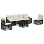 vidaXL Tuinbankenset 7 pcs Zwart poly rattan, Verzenden, Nieuw, 7 zitplaatsen