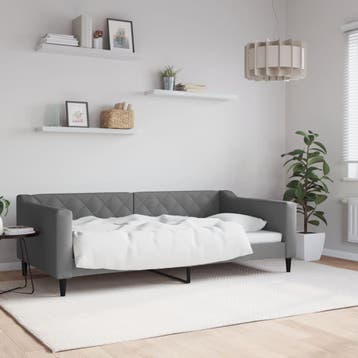 vidaXL Slaapbank 100x190 cm stof donkergrijs, 100 cm, Eenpersoons, Verzenden, Nieuw