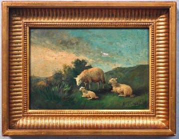 École animalière européenne (XIX) - Moutons et collines, Antiek en Kunst
