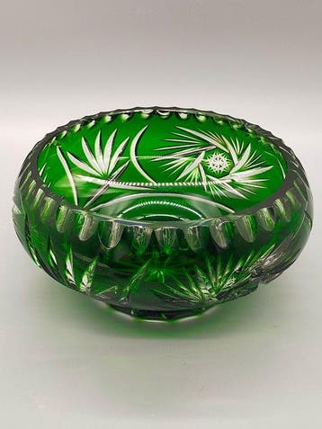Schotel - Elegante Kristallglas Schale – Grünes Überfangglas