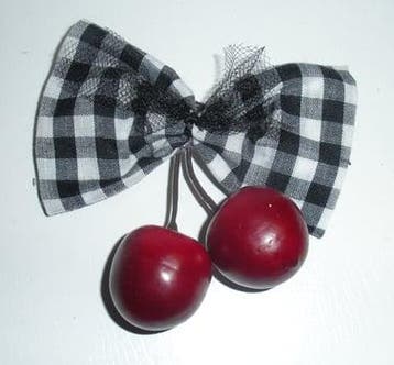 Gingham Bow Cherry Clip., Verzenden, Nieuw