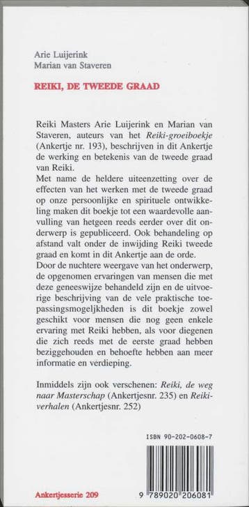 Reiki, de tweede graad / Ankertjes / 209 9789020206081, Verzenden, Gelezen, A. Luijerink