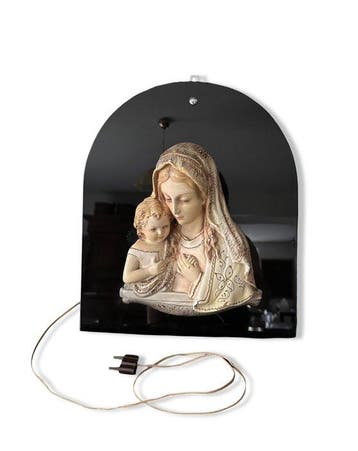 Reliëf, Madonna con Bambino - 36 cm - Glas, Gips