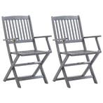 vidaXL Tuinstoelen inklapbaar 2 st massief acaciahout, Verzenden, Nieuw, Hout