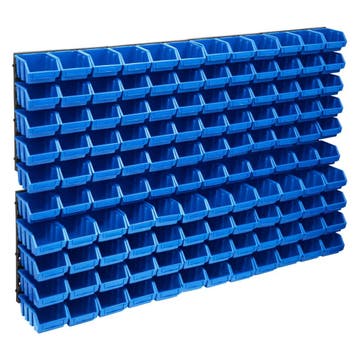 vidaXL 128-delige Opslagbakkenset met wandpanelen blauw en, Verzenden, Nieuw