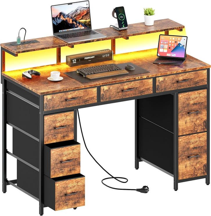 Bureau - Computertafel - Computerbureau - 120x50 cm - Bruin, Huis en Inrichting, Bureaus, Zo goed als nieuw, Verzenden