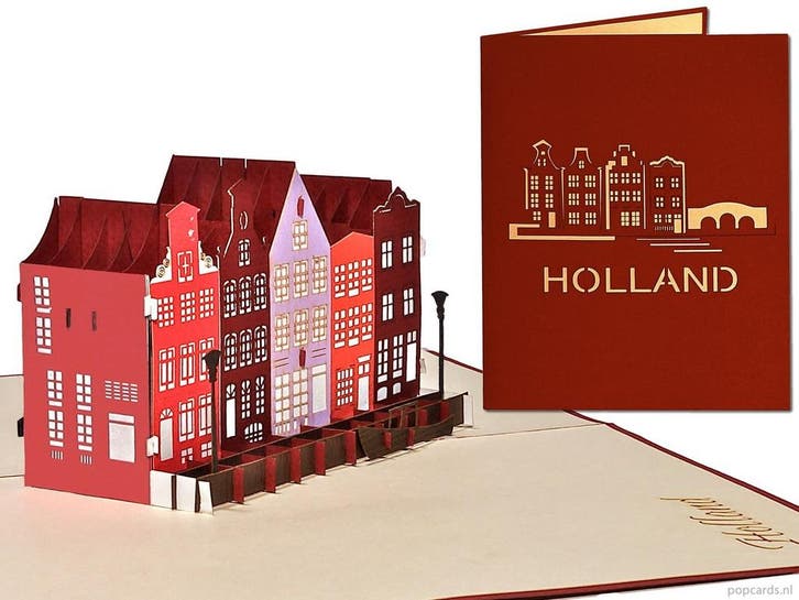 Huizen langs de grachten van Amsterdam, Delft, Leiden | W..., Diversen, Wenskaarten, Verzenden