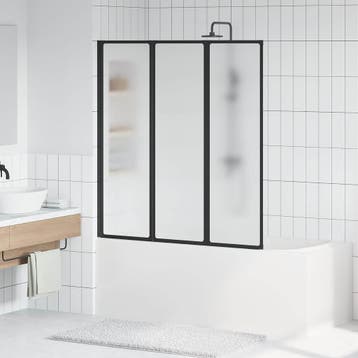 vidaXL Douchescherm Zwart 132 x 2 x 140 cm Aluminium en PP, Verzenden, Nieuw