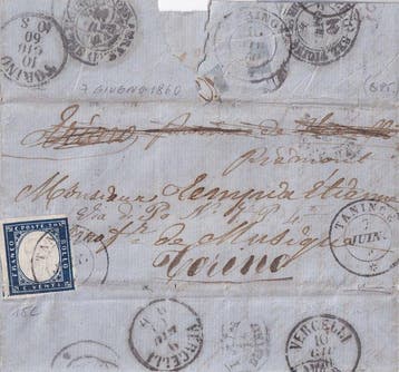 Italiaanse oude staten - Sardinië - 1857-1860 Graafschap, Gestempeld