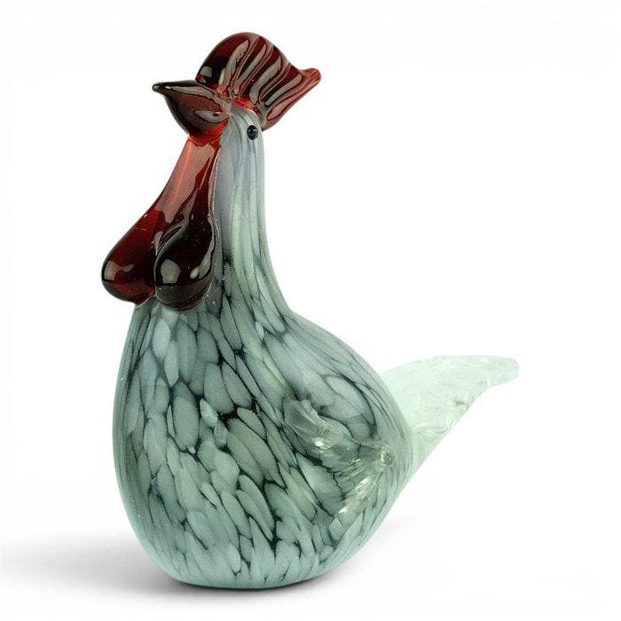 sculptuur, White Rooster in Murano Style - 20 cm - Glas, Antiek en Kunst, Curiosa en Brocante