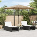 vidaXL Parasol met LEDs en stalen paal 324x324x247 cm bruin, Verzenden, Nieuw, 3 tot 4 meter