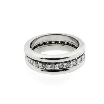 Witgouden alliance ring met diamanten; 0,75 ct., 18 tot 19, Gebruikt, Ophalen of Verzenden, Met edelsteen