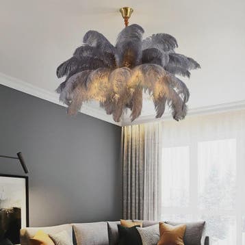 Luxe Struisvogelveer Hanglamp LED - Sfeervolle Verlichting v, Verzenden, Nieuw